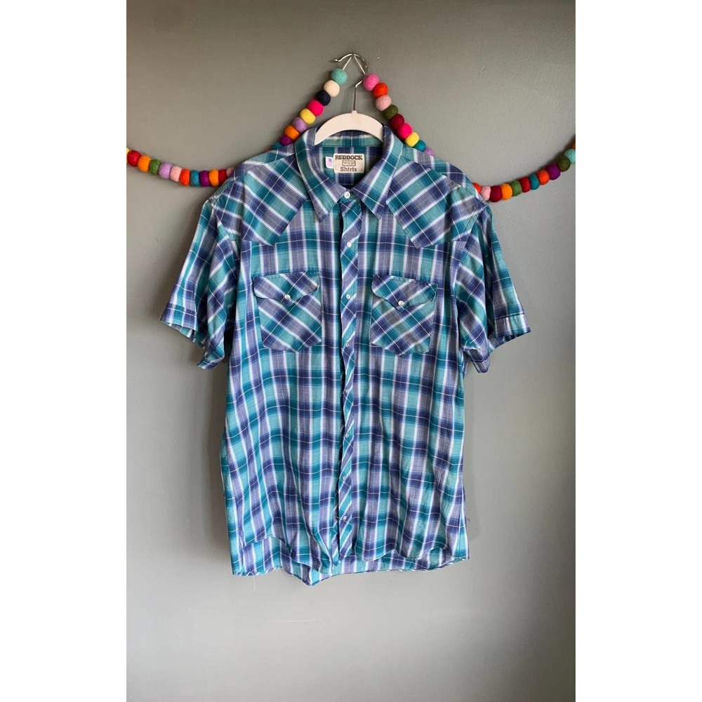 Vtg 80/90s Ruddock plaid western shirt